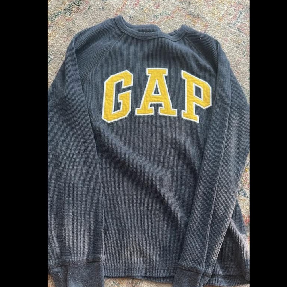 GAP Gray Crewneck Sweater with Yellow Logo